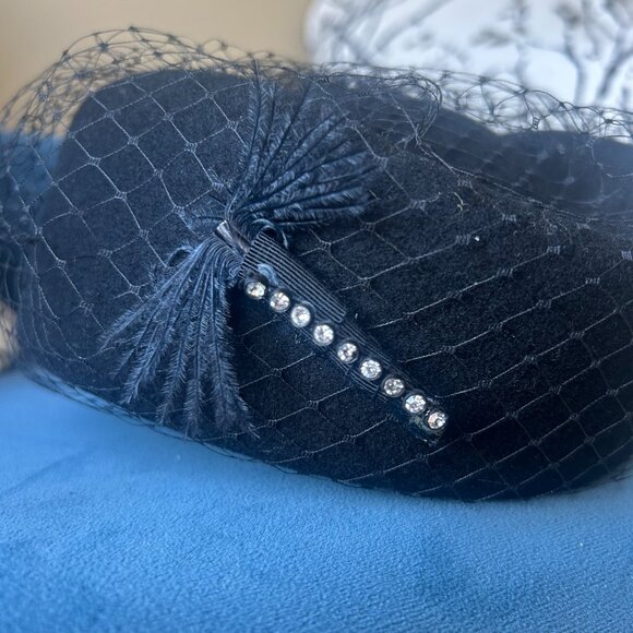 Miss Bierner and Michael Howard Hat - Vintage Black Hat with Netting main image 9